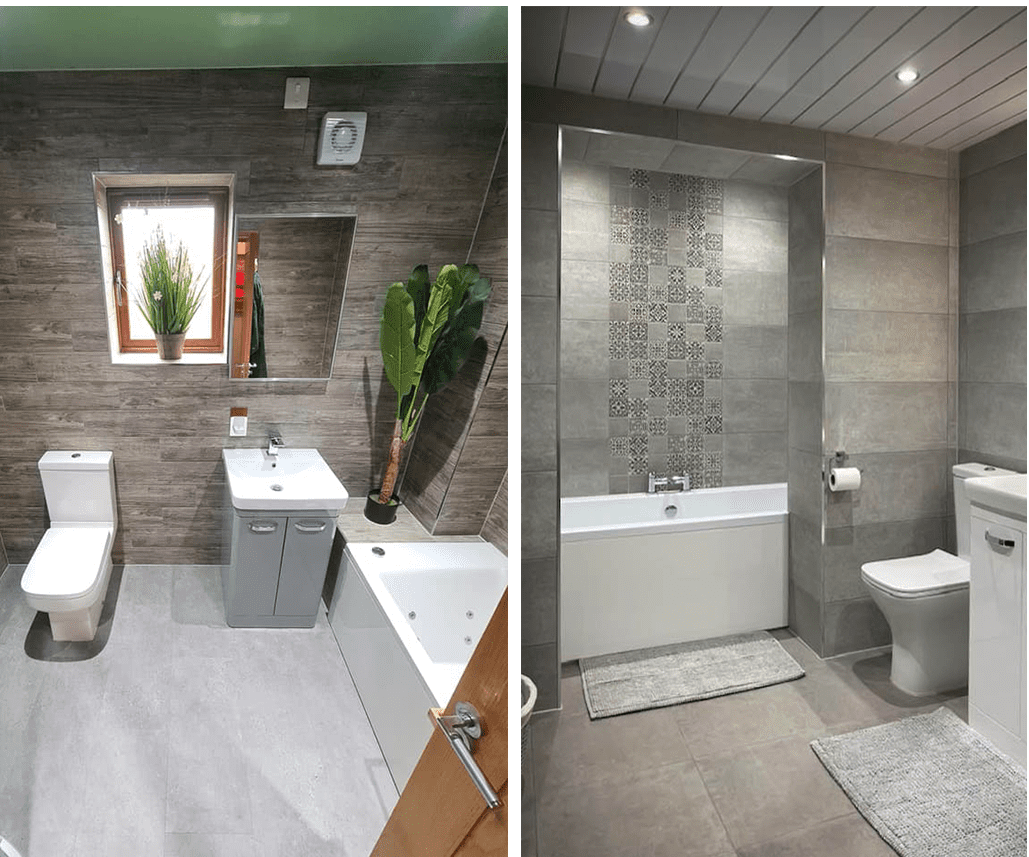 image of 3 different bathrooms designed and fitted by aquarella bathrooms